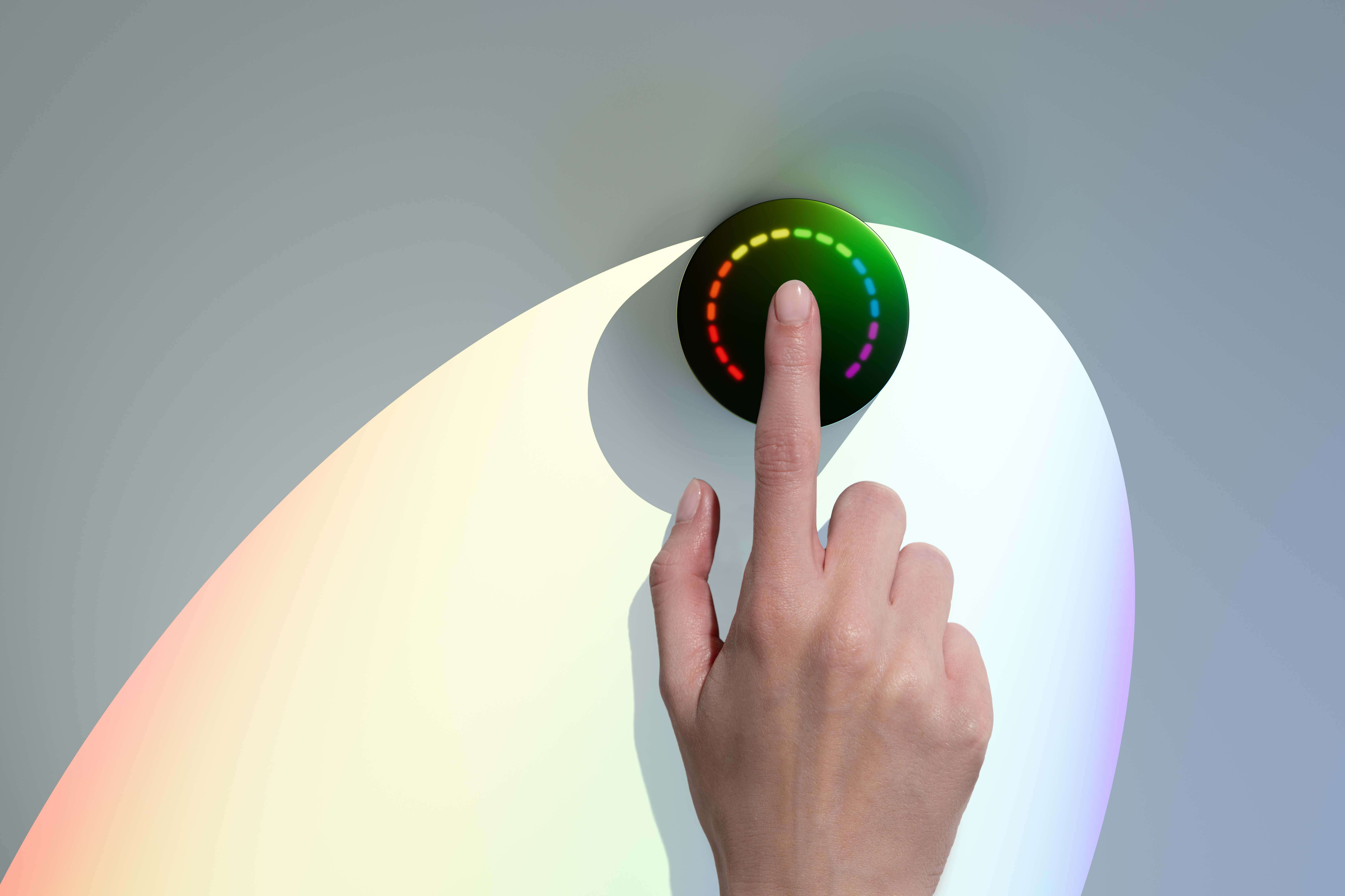 Hand scanning on Prysm iO with color glow background